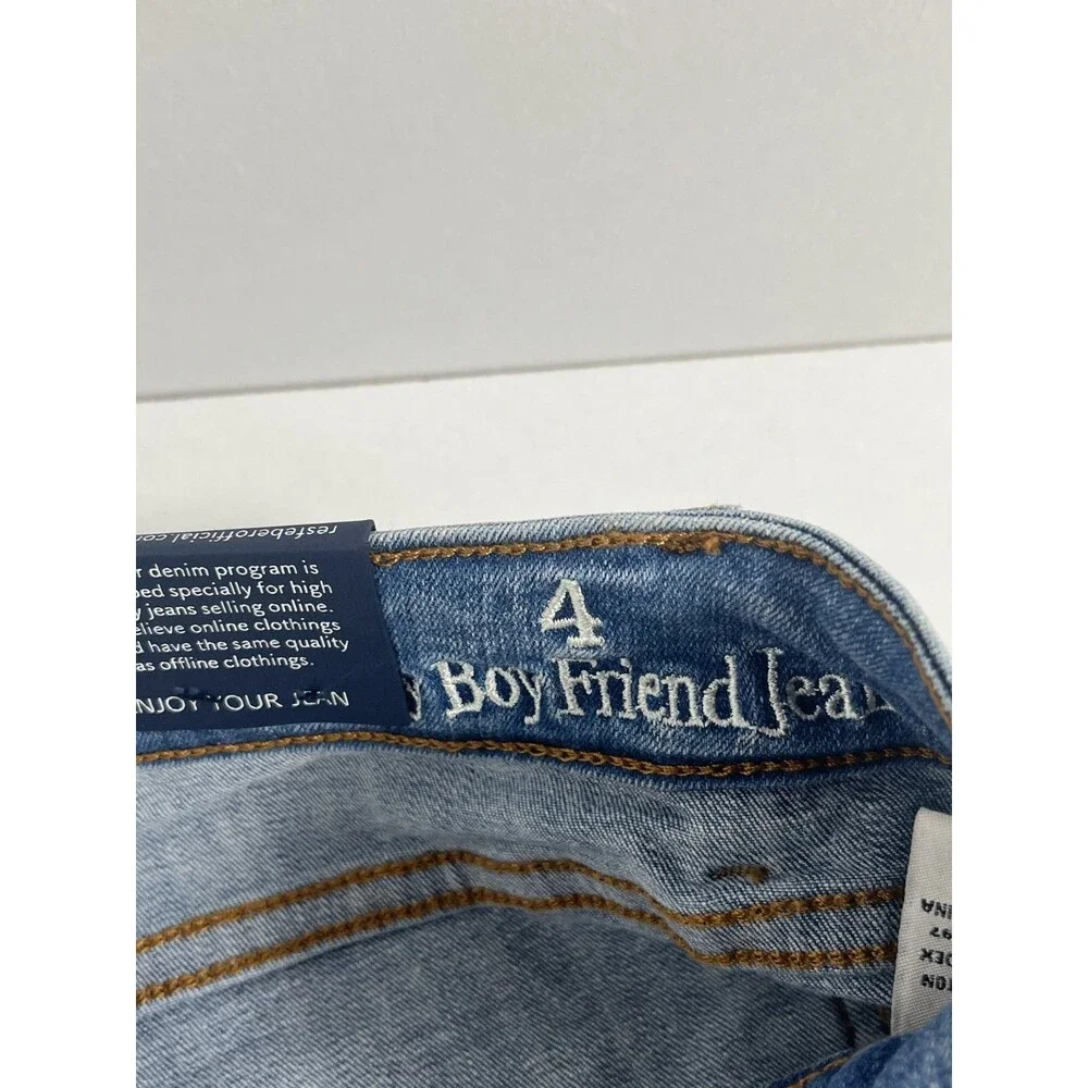 Resfeber LA Collection Women's Boyfriend Jeans Size 4 Distressed Mid Rise NWT
